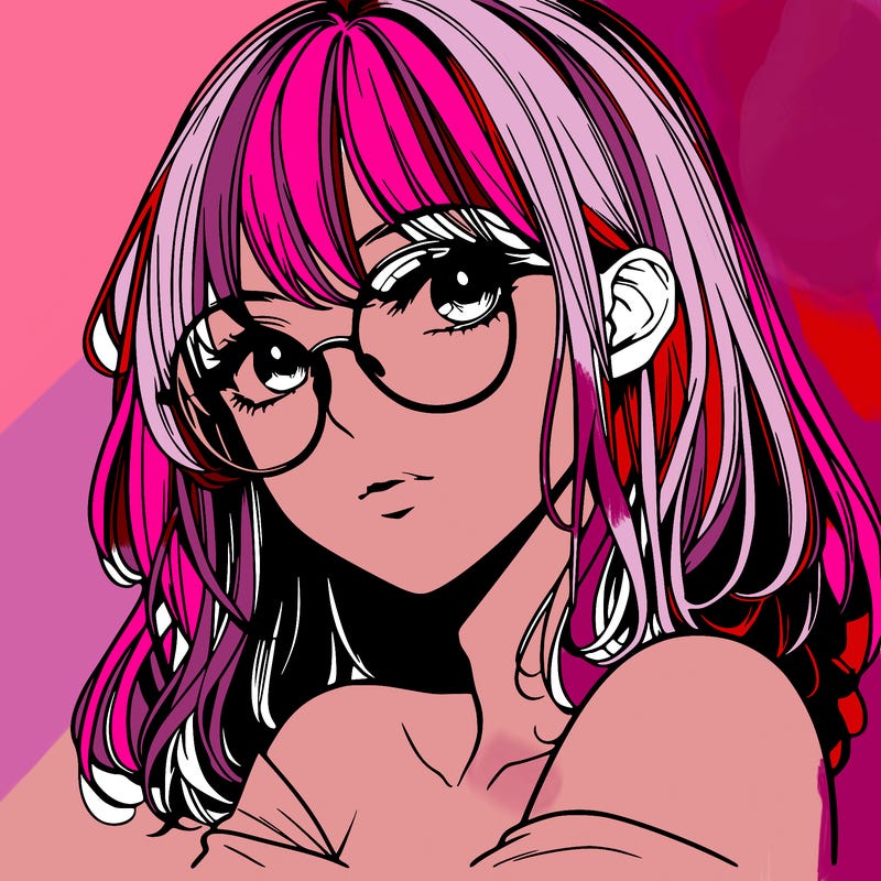 manga woman character with glasses and nice lips