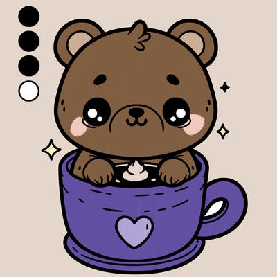 lil cute bear in hot chocolate cup