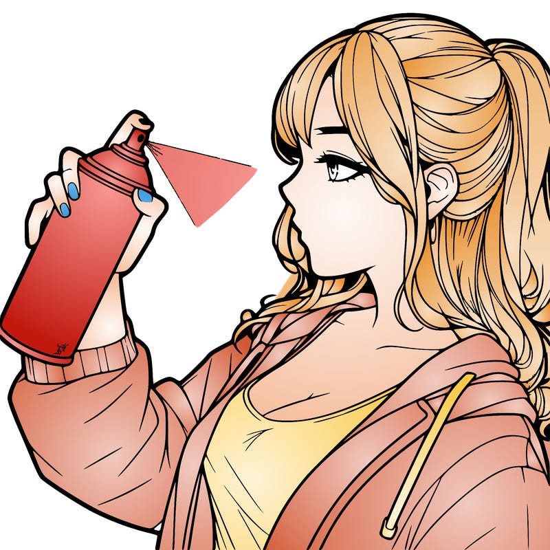 a realistic girl spray, painting