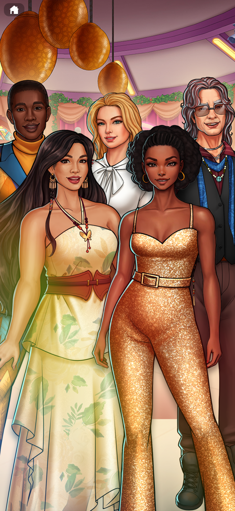 Five diverse housemates posing in fashionable outfits in Big Brother The Game