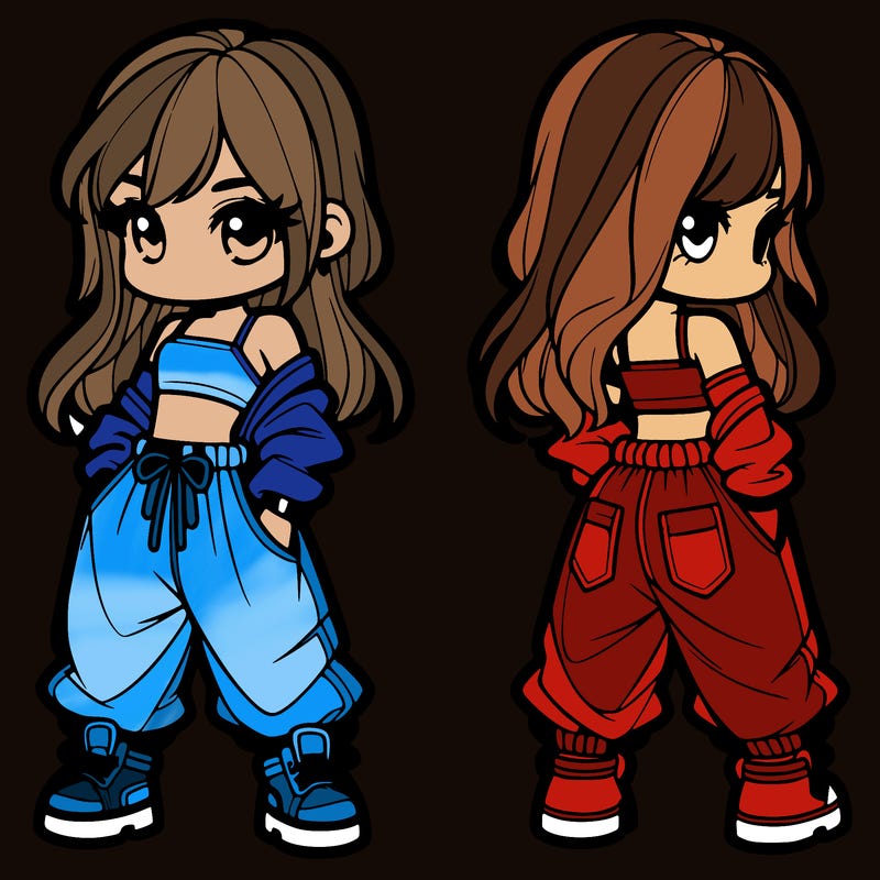 girl in crop top and baggy pants