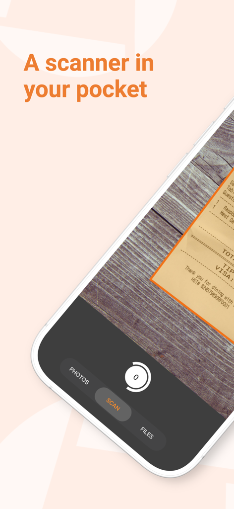 Genius Scan Enterprise - PDF - Genius Scan Enterprise app interface showing a smartphone capturing a high-quality scan of a receipt with automatic document detection