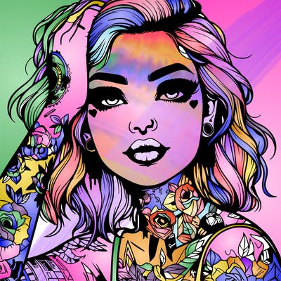 realistic girl with tattoos all over