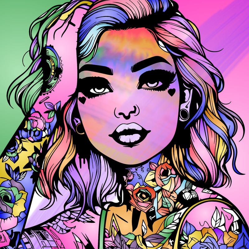 realistic girl with tattoos all over