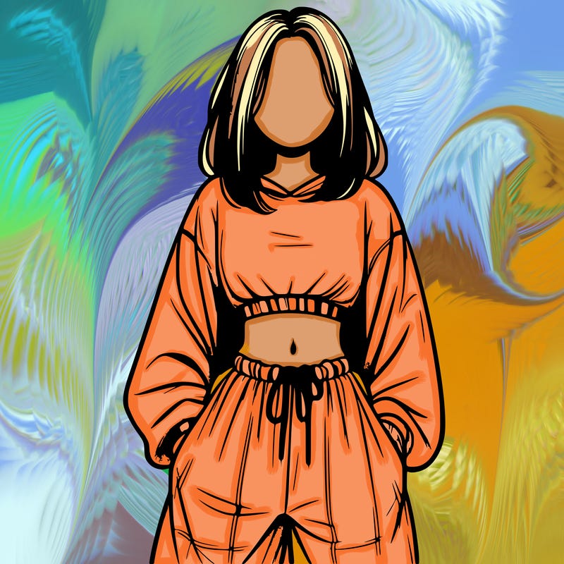 realistic girl faceless with baggy pants and a crop top