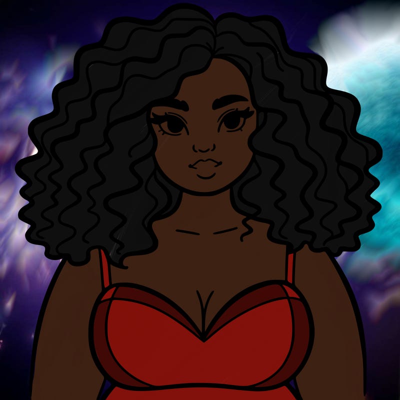 pretty plus sized woman with curly hair