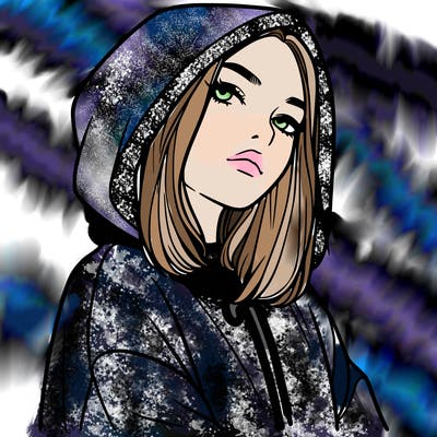 a realistic girl in a hoodie