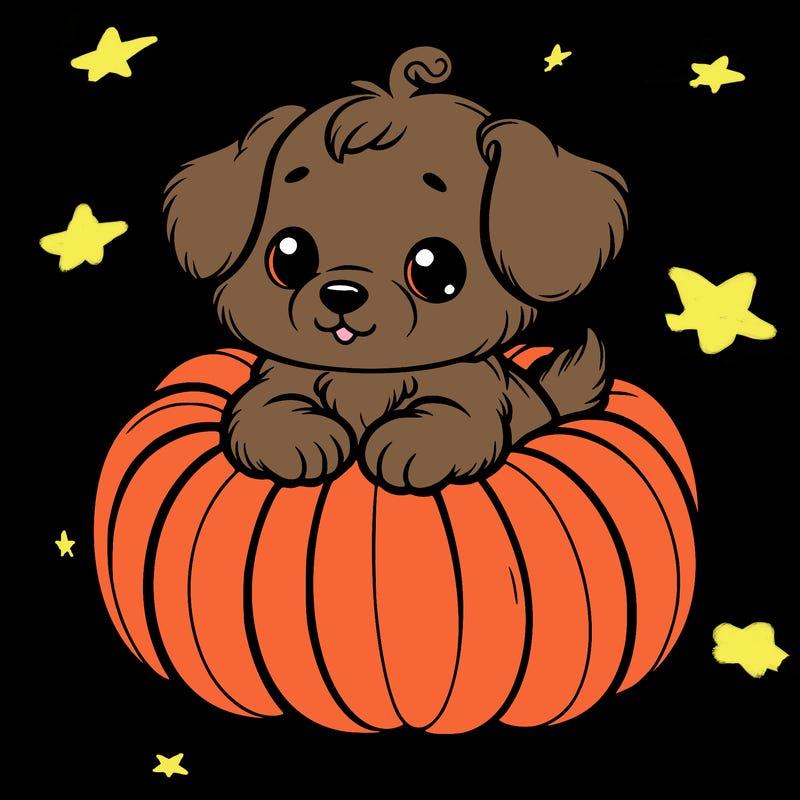 cute little puppy in a pumpkin
