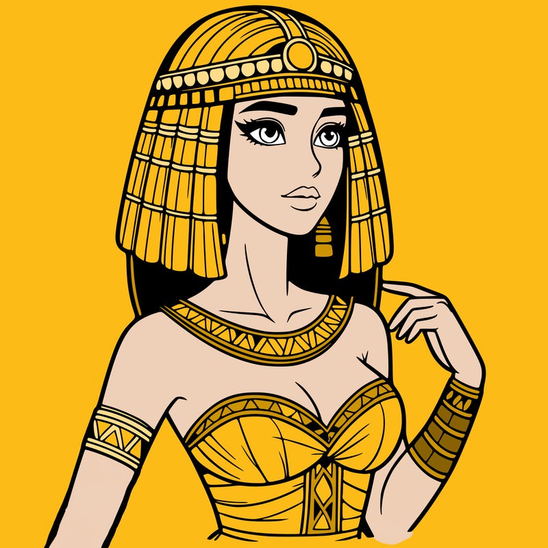 realistic woman wearing a cleopatra costume