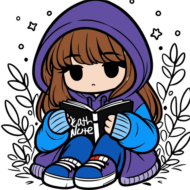 girl in oversized hoodie reading a book