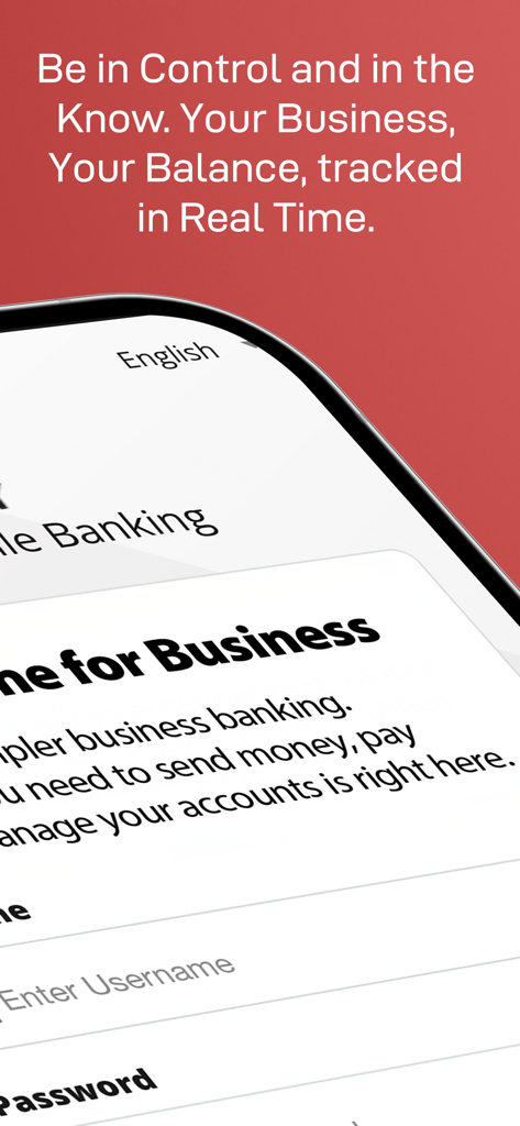 Equity Online for Business - Equity Online for Business mobile app login screen with real-time tracking slogan