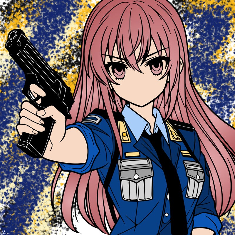 manga girl holding a gun