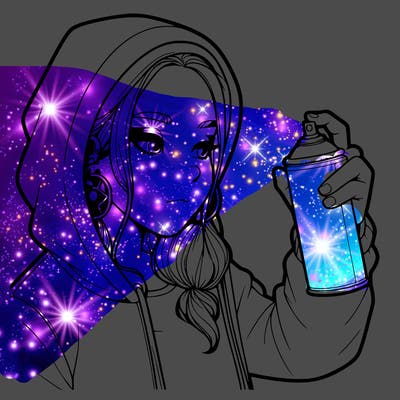 a realistic girl, spray painting