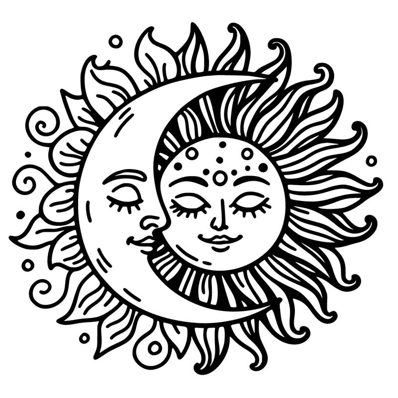 moon and sun face