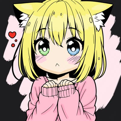 shy anime catgirl