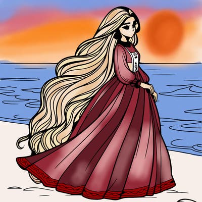 𝓐 𝔀𝓸𝓶𝓪𝓷 𝔀𝓪𝓵𝓴𝓲𝓷𝓰 𝓸𝓷 𝓽𝓱𝓮 𝓫𝓮𝓪𝓬𝓱 𝔀𝓲𝓽𝓱 𝓵𝓸𝓷𝓰 𝓯𝓵𝓸𝔀𝓮𝔂 𝓱𝓪𝓲𝓻 𝓪𝓷𝓭 𝓪 𝓵𝓸𝓷𝓰 𝓪𝓷𝓭 𝓹𝓾𝓯𝓯𝓮𝔂 𝓭𝓻𝓮𝓼𝓼