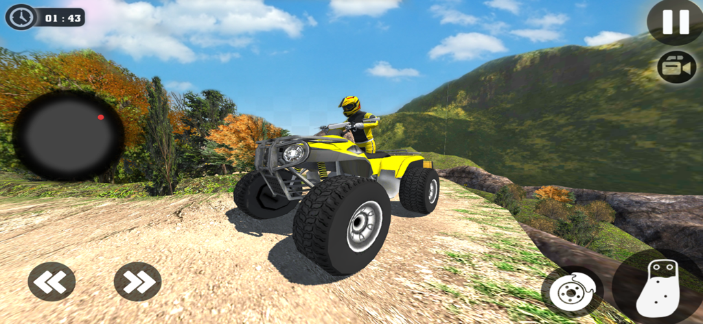 Offroad Rider Dirt Bike Games - Yellow ATV quad bike being driven on a scenic mountain trail