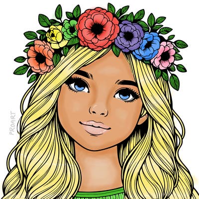 realistic girl with flower crown
