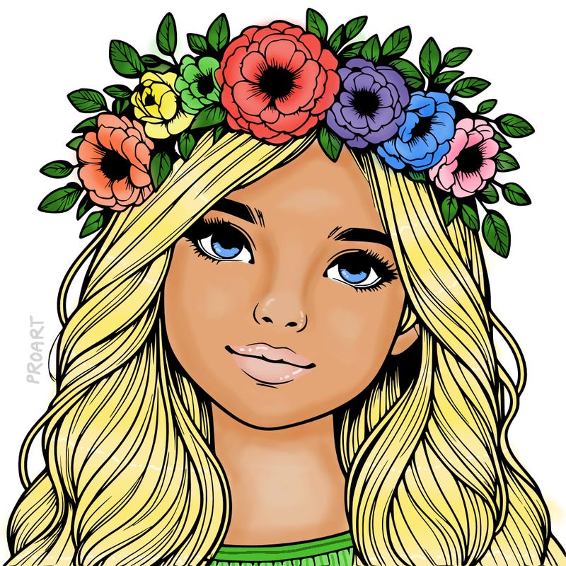 realistic girl with flower crown