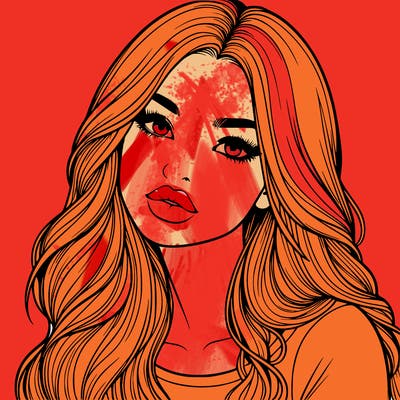 realistic girl with hair on her hair and lips
