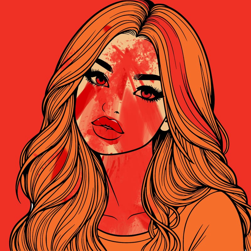 realistic girl with hair on her hair and lips