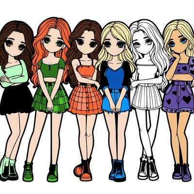 a group of girls realistic