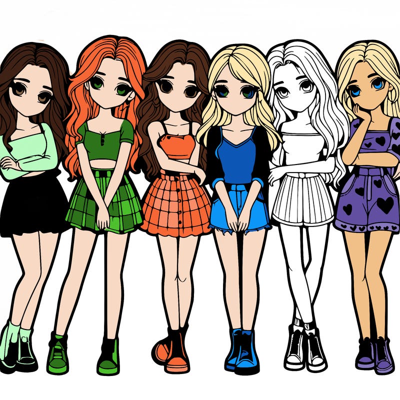 a group of girls realistic