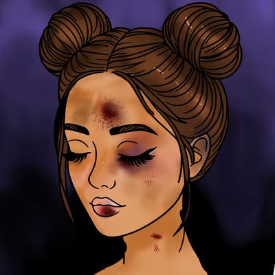 woman with hair buns