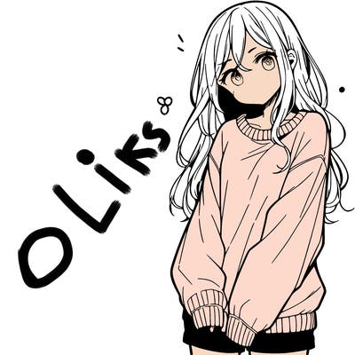 manga teen girl  in a sweater and baggy pants