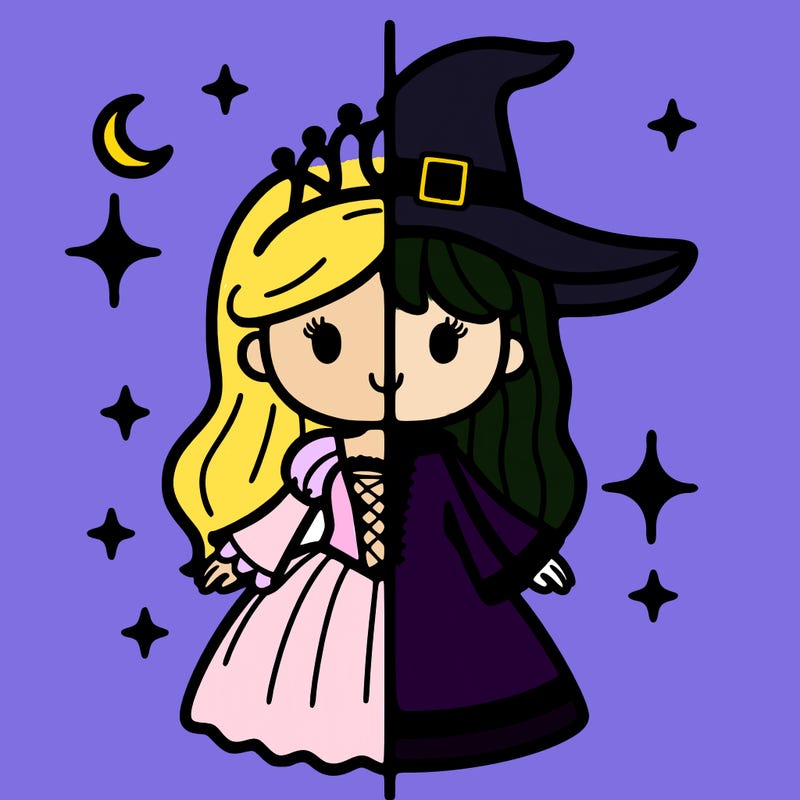 split princess and witch