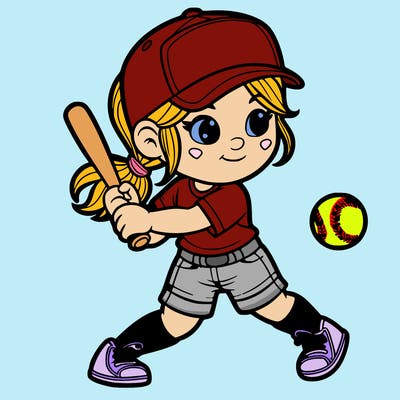 girl playing softball