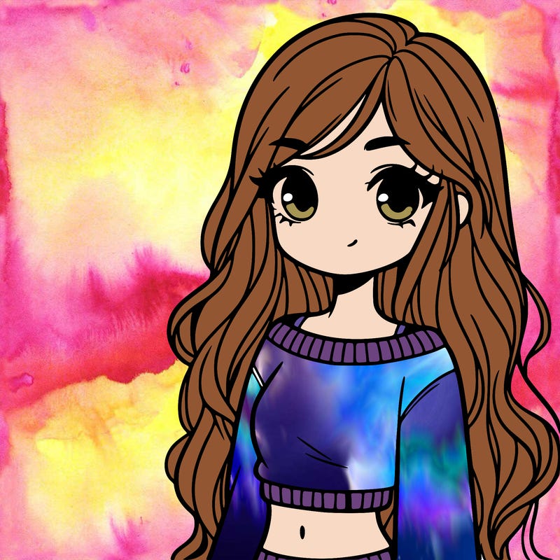 girl with long hair and a crop top with a sweater