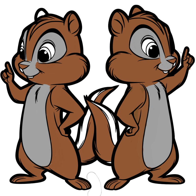 two tamias standing up split realistic