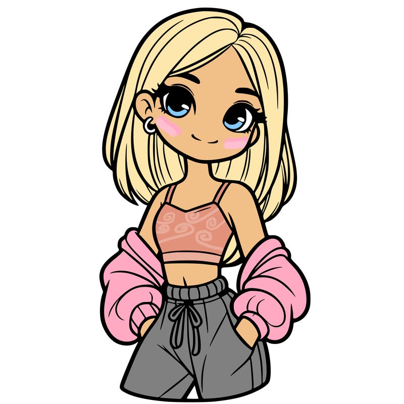 girl with crop top and sweat pants