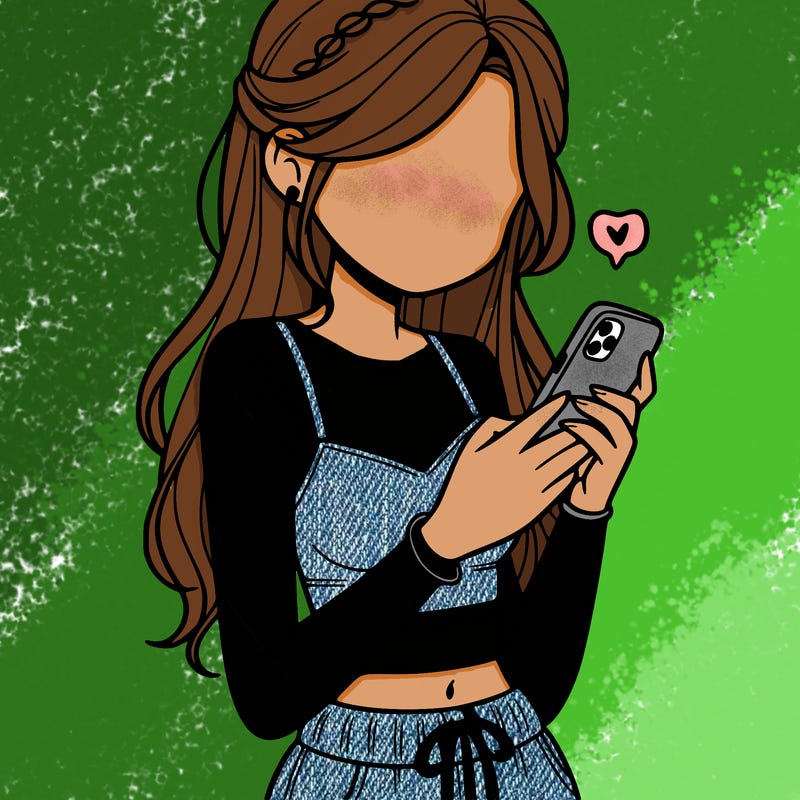 girl with crop top texting on her phone