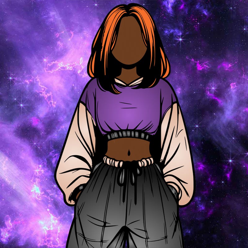 realistic girl faceless with baggy pants and a crop top