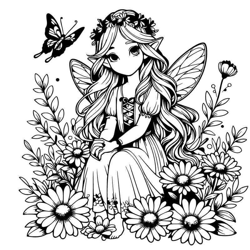realistic fairy with flowers