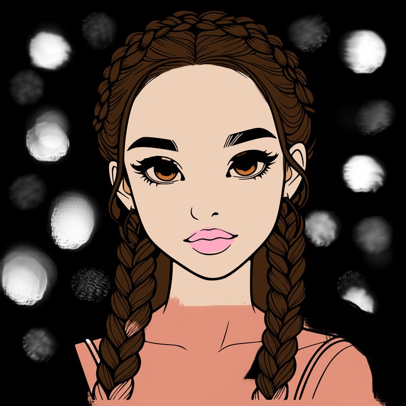 realistic girl with braids