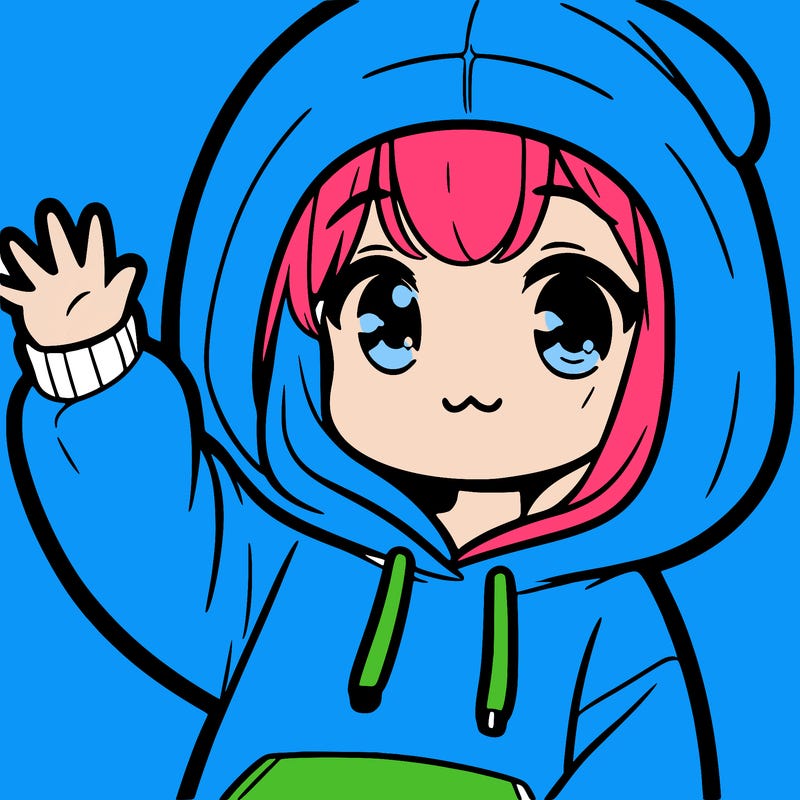 a girl in hoodie waving