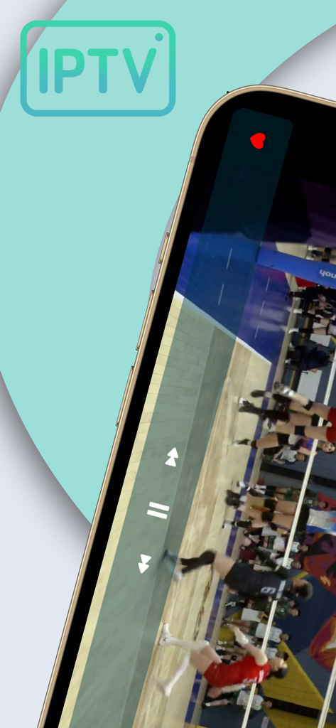 IPTV M3U - Stream Player - Smartphone screen showing a live sports match on the IPTV M3U stream player app