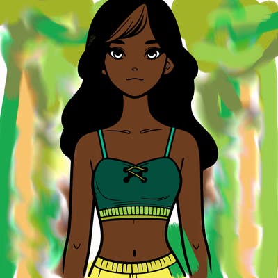 teenage girl with crop top.