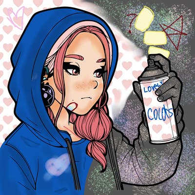 a realistic girl, spray painting