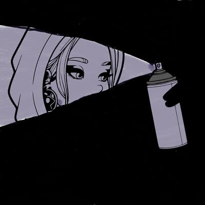 a realistic girl, spray painting