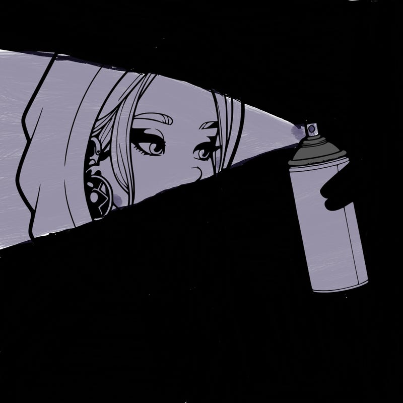 a realistic girl, spray painting