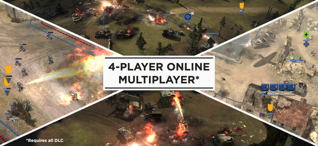 Company of Heroes - Four player online multiplayer gameplay scenes in Company of Heroes