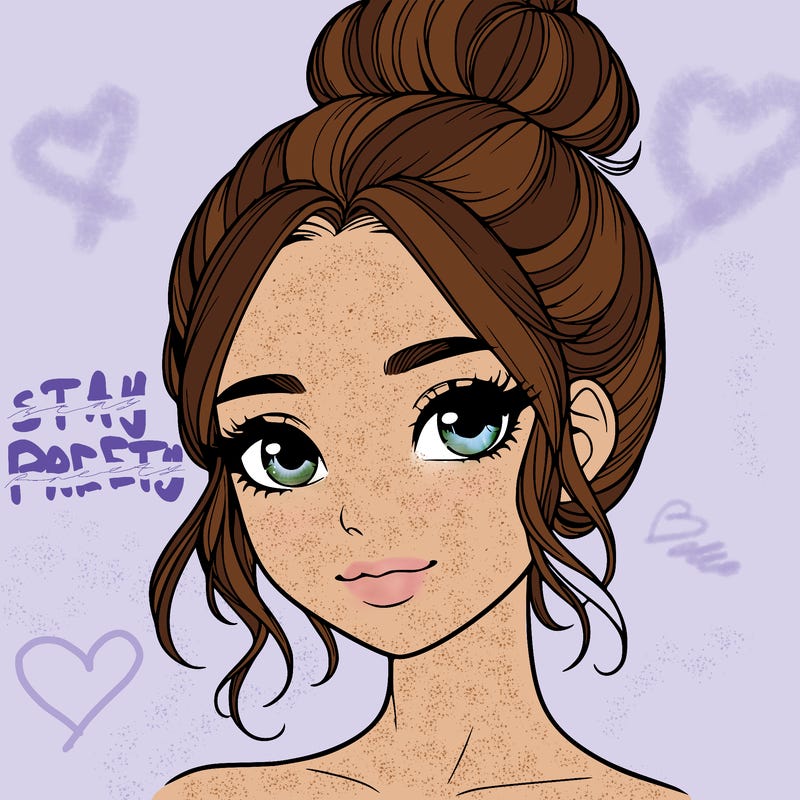 realistic pretty girl with hair in bun