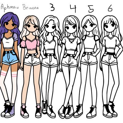 a group of girls wearing crop tops and shorts