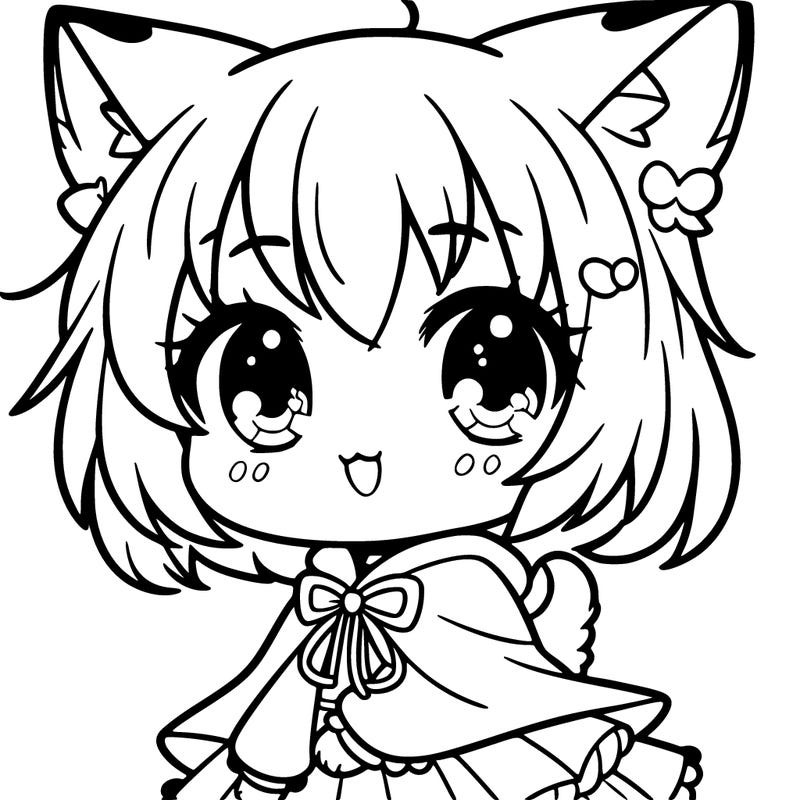 little adorable cat girl anime