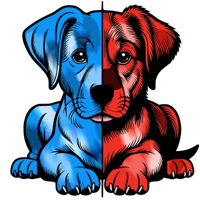 realistic dog split picture