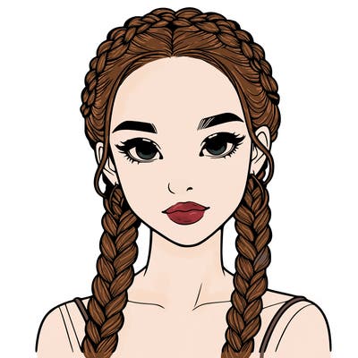 realistic girl with braids